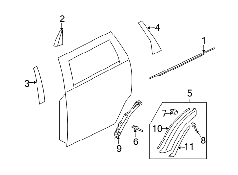 2005 Mitsubishi Outlander Exterior Trim - Rear Door