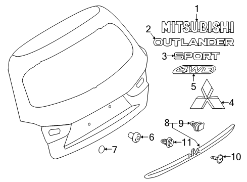 2020 Mitsubishi Outlander Sport Exterior Trim - Lift Gate