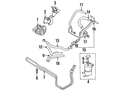 1996 Mitsubishi Eclipse Power Steering Pump & Cooler Lines Diagram 2