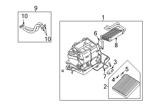 2000 Mitsubishi Eclipse Heater Core Diagram for MR500466