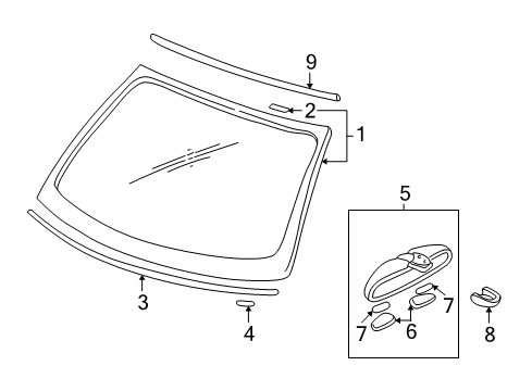 2004 Mitsubishi Eclipse Glass - Windshield Diagram 2