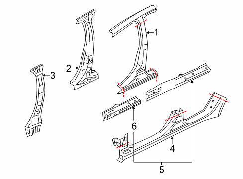 2012 Mitsubishi Lancer Center Pillar & Rocker