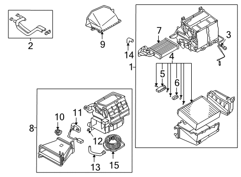 2005 Mitsubishi Lancer A/C Evaporator & Heater Components Diagram 3