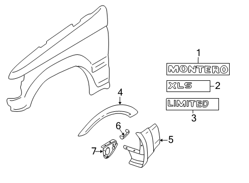 2001 Mitsubishi Montero Exterior Trim - Fender