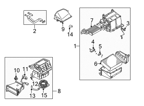 2005 Mitsubishi Lancer A/C Evaporator & Heater Components Diagram 2