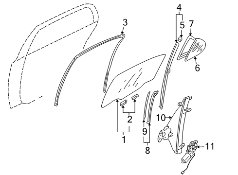 2004 Mitsubishi Lancer Window Regulator, Passenger Side Diagram for MR991334