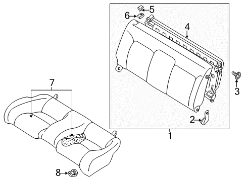 2000 Mitsubishi Eclipse Rear Seat Components Diagram 2