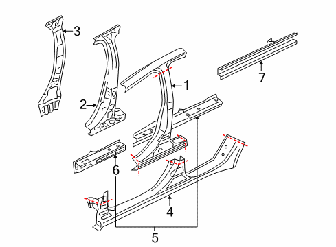 2010 Mitsubishi Lancer Center Pillar & Rocker Diagram 2