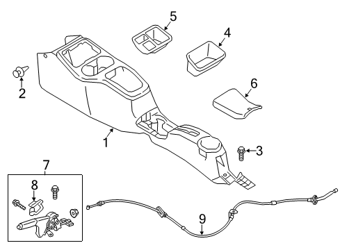 2014 Mitsubishi Mirage Center Console