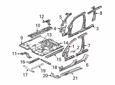 2005 Mitsubishi Endeavor Center Pillar