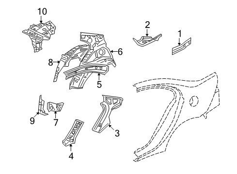 2012 Mitsubishi Lancer Inner Structure - Quarter Panel
