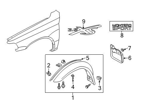 2004 Mitsubishi Montero Sport Exterior Trim - Fender