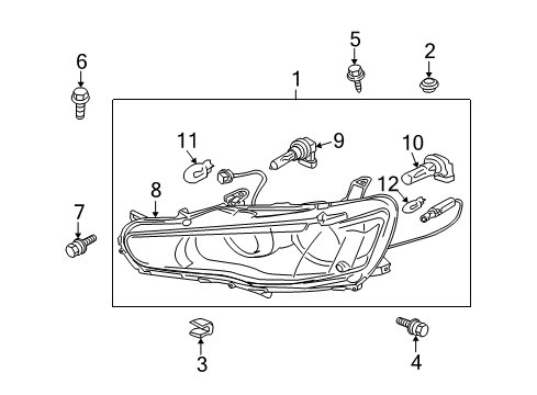 2008 Mitsubishi Lancer Headlamp Components