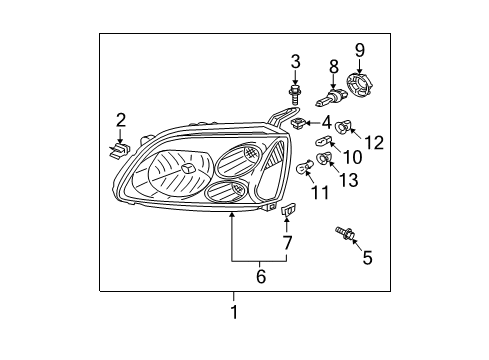 2011 Mitsubishi Galant Headlamp Components