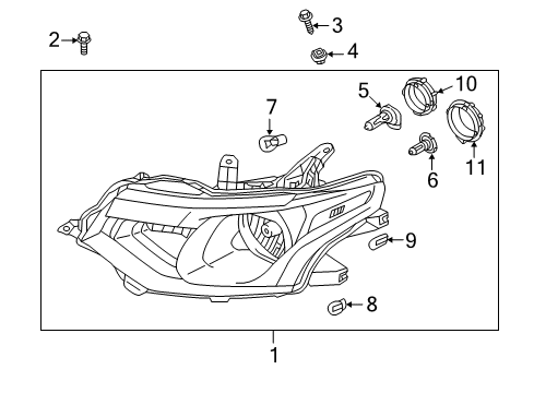 2015 Mitsubishi Outlander Headlamp Components