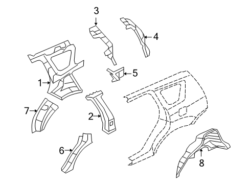 2008 Mitsubishi Outlander Inner Structure - Quarter Panel