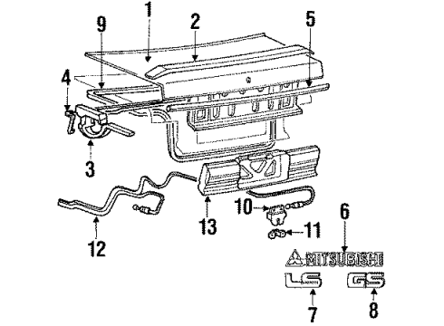 1991 Mitsubishi Galant Trunk Lid & Components