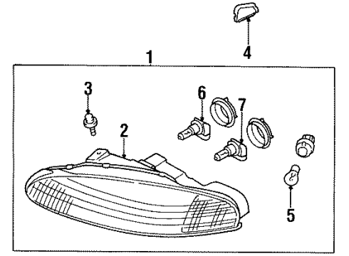 1997 Mitsubishi Eclipse Headlamp Components
