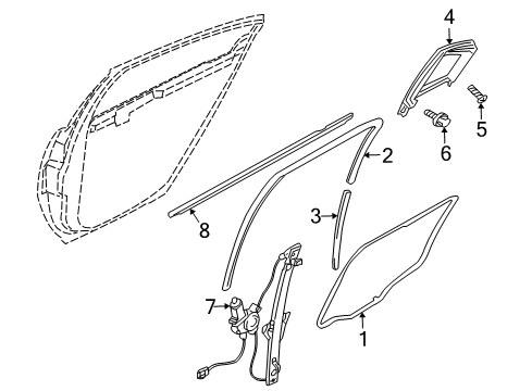 2005 Mitsubishi Galant Window Regulator, Driver Side Diagram for MR599949