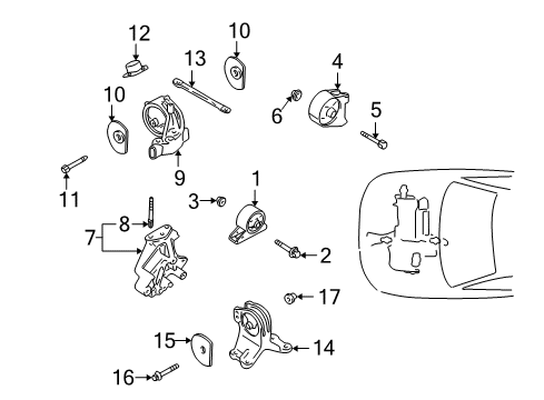 2000 Mitsubishi Eclipse Engine & Trans Mounting Diagram