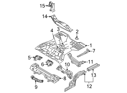 2004 Mitsubishi Lancer Rear Floor & Rails Diagram 3