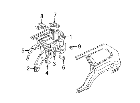 2005 Mitsubishi Endeavor Inner Structure - Quarter Panel