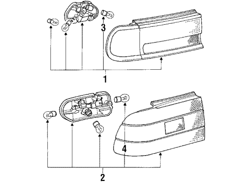 1992 Mitsubishi Mirage Tail Lamps