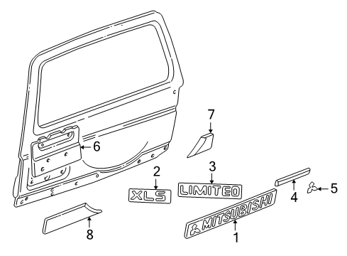 2001 Mitsubishi Montero Exterior Trim - Lift Gate