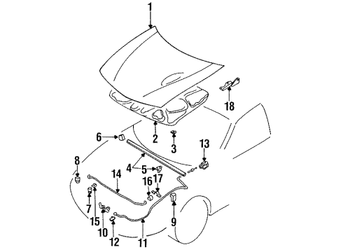 1998 Mitsubishi Galant Hood & Components