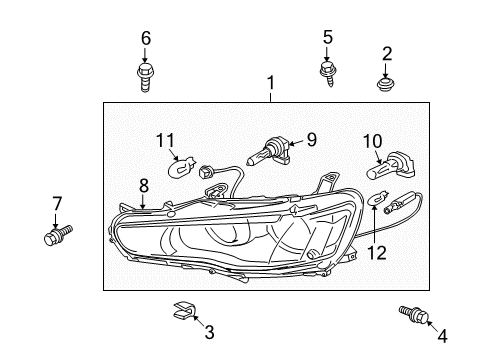 2012 Mitsubishi Lancer Headlamp Components