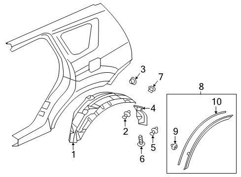 2017 Mitsubishi Outlander Exterior Trim - Quarter Panel