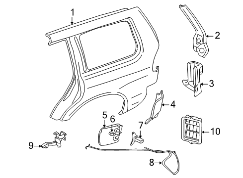 2001 Mitsubishi Montero Quarter Panel & Components