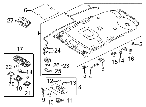 2019 Mitsubishi Outlander PHEV Overhead Lamp Diagram for 8401A162YA