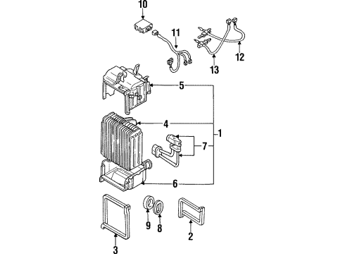 2000 Mitsubishi Montero A/C Evaporator Components