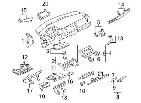 2008 Mitsubishi Lancer Instrument Panel Components