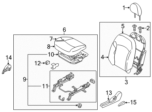2014 Mitsubishi Mirage Driver Seat Components Diagram 2