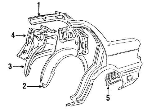 1990 Mitsubishi Mirage Inner Components - Quarter Panel Diagram 2