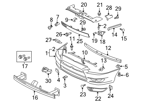 2012 Mitsubishi Lancer Bumper & Components - Front
