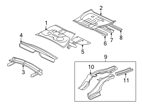 2012 Mitsubishi Outlander Rear Floor & Rails