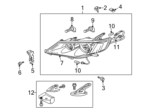 2008 Mitsubishi Outlander Headlamp Components