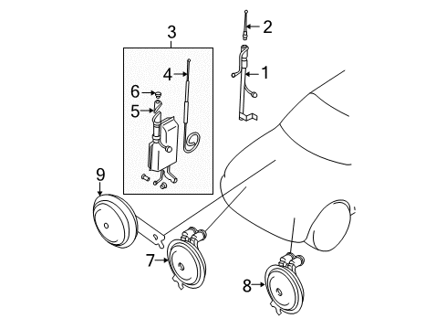 2002 Mitsubishi Montero Sport Horn Diagram for MB881527