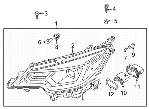 2021 Mitsubishi Mirage Headlamp Components