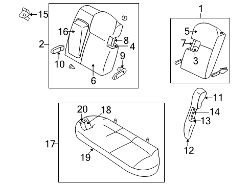 2003 Mitsubishi Lancer Rear Seat Components Diagram 3
