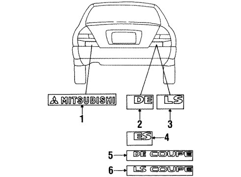 2000 Mitsubishi Mirage Exterior Trim - Rear Body