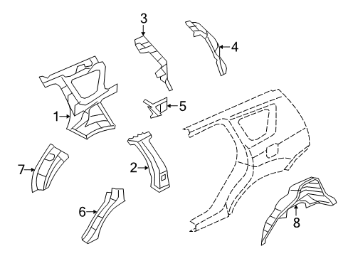 2012 Mitsubishi Outlander Inner Structure - Quarter Panel