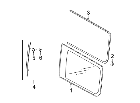 2004 Mitsubishi Montero Sport Glass & Hardware - Quarter Panel