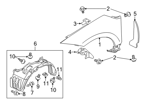2007 Mitsubishi Eclipse Fender Liner Grommet Diagram for MB138567