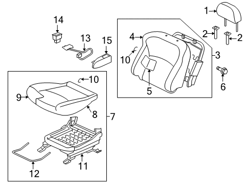2009 Mitsubishi Outlander Front Seat Components Diagram 2
