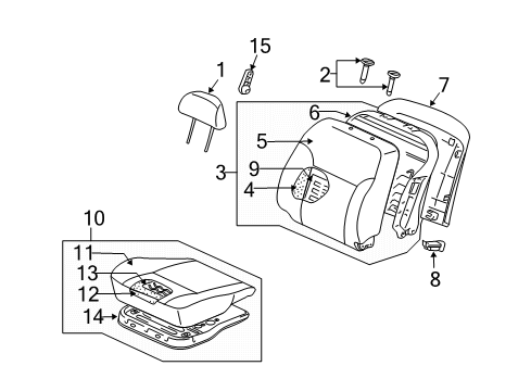 2005 Mitsubishi Endeavor Front Seat Components Diagram 2