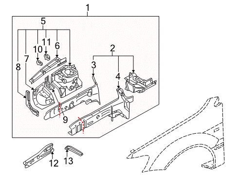 2005 Mitsubishi Outlander Structural Components & Rails